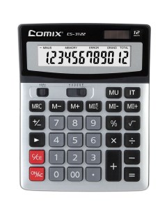 Калькулятор 12 разрядный 190х148мм серебристый Comix
