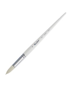 Кисть Серия 1B12W из белой синтетики 14 круглая длинная ручка Roubloff