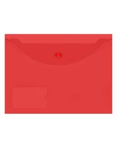 Папка конверт на кнопке А4 150мкм пластик с карманом прозрачная красная 10шт Informat