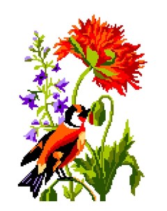 Набор для вышивания 2155 Цветы и птица Нитекс
