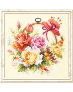 Набор для вышивания крестом Розы для мастерицы 100 122 25х25 см Чудесная игла