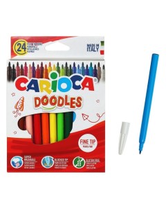 Фломастеры 24 цвета Doodles суперсмываемые тонкий наконечник яркие Carioca