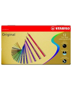 Набор цветных карандашей с тонким грифелем Original 12 цветов Stabilo