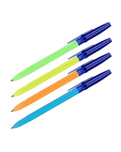 Ручка шариковая Оптима Neon узел 0 7 мм стержень 134 мм чернила синие на маслян Стамм