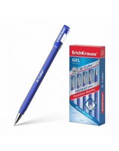 Ручка гелевая Erich Krause G cube 0 4мм синий игольчатый узел 46162 12шт Erich krause