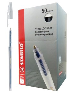 Ручка шариковая 0 38мм Liner 808FV5041 синяя 50шт Stabilo