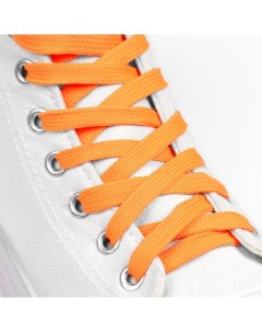 Шнурки для обуви пара плоские 10 мм 130 см цвет неон оранжевый Onlitop