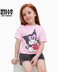Светло розовая Oversize футболка из коллекции Hello Kitty для девочки Gloria jeans