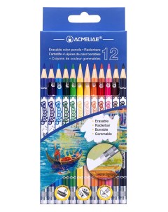 Набор карандашей стираемых цветных 12 цв картонном футляре Acmeliae
