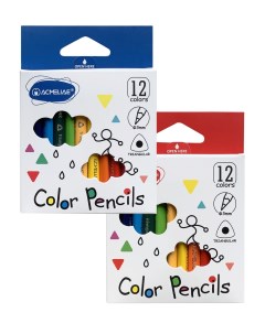 Набор цветных карандашей укороченных трехгранных 12 цв в картонном футляре Acmeliae