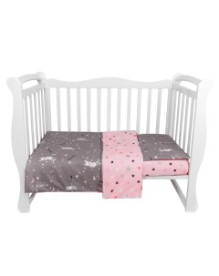 Комплект в кроватку 3 предмета Baby Boom Princess серый розовый Amarobaby