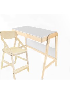 Набор стол Вуди и стул растущий Комбо Белый ЛАК KN0003 Робин wood