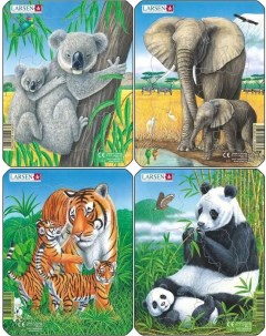 Пазл Коала слон тигр панда в ассортименте 8 деталей Larsen