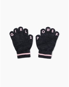 Перчатки с принтом для девочки GAS012089 серый меланж розовый 2 5л 0 Gloria jeans