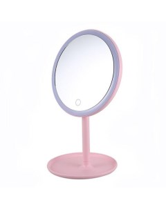 Зеркало косметическое настольное LED COSMETIC MIRROR с подсветкой розовый Nobrand
