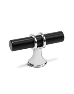 Ручка кнопка d 12 мм пластик цвет хром черный Cappio
