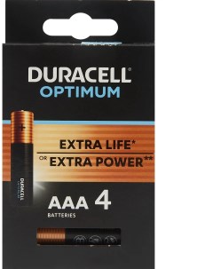 Набор из 2 шт Батарейки КОМПЛЕКТ 4 шт Optimum AAA LR03 24А х30 мощность Duracell