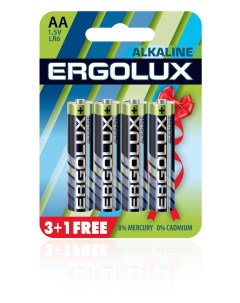 Батарейки Alkaline LR6 BL 3 1FREE LR6 BL3 1 1 5В 12866 Ergolux