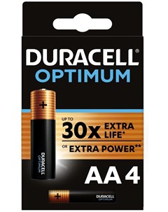 Набор из 2 шт Батарейки КОМПЛЕКТ 4 шт Optimum AA LR6 15А х30 мощность ал Duracell