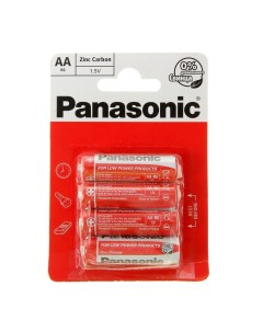 Батарейка солевая Zinc Carbon AA R6 4BL 1 5В блистер 4 шт Panasonic