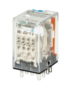 Промежуточное реле 4 CO конт 6А 12В DC блокируемая кнопка проверки LED RP43 Релеон