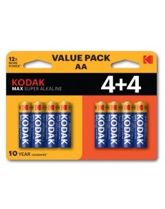 Набор из 8 шт Батарейки LR6 4 4BL MAX SUPER Alkaline AA Б0057080 Kodak