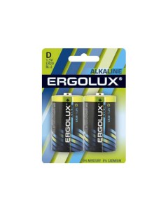 Батарейка 1 5В LR20 Alkaline BL 2 11752 Ergolux