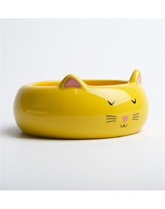 Миска для кошек в форме кошки желтая 13x13x5 5см 0 26 л N1