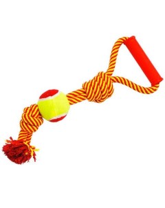 Игрушка для собак перетяжка с двумя узлами желто красная 40 см N1