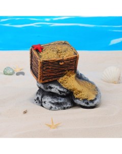 Декор для аквариума Сундук с золотом керамический 22 x 15 5 x 15 см Nobrand