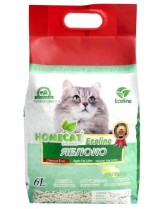 Комкующийся наполнитель Ecoline кукурузный яблоко 4 шт по 6 л Homecat