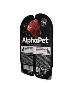 Влажный корм для собак Superpremium с олениной и ягодами в соусе 100 г х 15 шт Alphapet