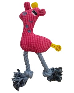 Игрушка для собак Жираф с веревочными ножками розовый плюшевый с пищалкой Petstandart
