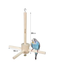 Игрушка для птиц Лампа с колокольчиком деревянная 25 см Petstandart