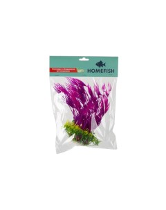 Искусственное растение для аквариума HOMEFISH Кринум пурпурный пластиковое с грузом 22 см Home-fish