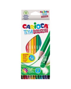 Карандаши цветные 12 цветов Tita Erasable 6гр пластик 12 уп Carioca