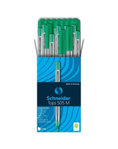 Ручка шариковая Tops 505 M 0 5мм зеленый корпус прозрачный 50шт Schneider