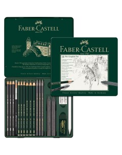 Набор чернографитных карандашей Pitt Graphite 19 предметов метал коробка Faber-castell