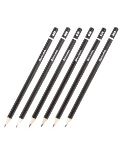Набор чернографитных карандашей Touch line 2Н 2В черные заточенные 6шт 24 уп Brauberg
