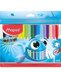 Набор фломастеров 18 цветов Color Peps Ocean линия 1мм смываемые 12 уп 845721 Maped