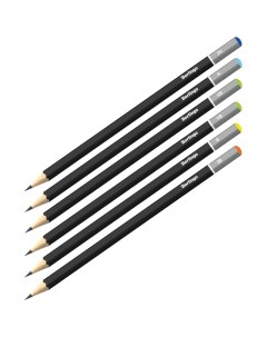 Набор чернографитных карандашей 2Н 2В без ластика заточенные 6шт 24 уп Berlingo