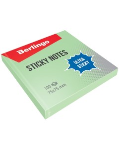 Стикеры Ultra Sticky 75x75мм зеленый пастель 100 листов LSn_39206 12 уп Berlingo