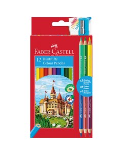 Карандаши цветные 18 цветов Замок 12 3шт 6гр точилка 12 уп Faber-castell