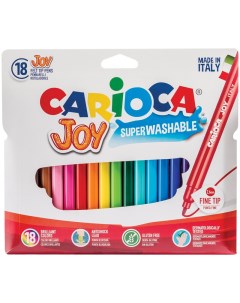 Набор фломастеров 18 цветов Joy линия 1 2 6мм смываемые 24 уп Carioca