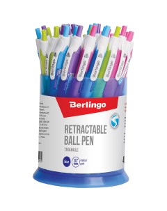 Ручка шариковая автоматическая Triangle 0 35мм синий чернил трехгранная 40шт Berlingo