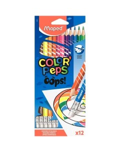 Карандаши цветные 12 цветов Color Peps Oops 3гр c ластиком 12 уп Maped