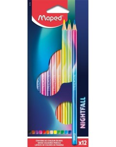 Карандаши цветные 12 цветов Nightfall d 2 9мм декорированные вной коробке 12 уп Maped