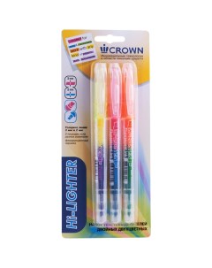 Набор маркеров текстовыделителей Multi Hi Lighter Twin 3 2мм 6 цветов 3шт 48 уп Crown