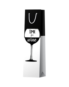 Пакет подарочный 12x36x8 5см ArtSpace Time for wine Black матовое ламинирование Officespace