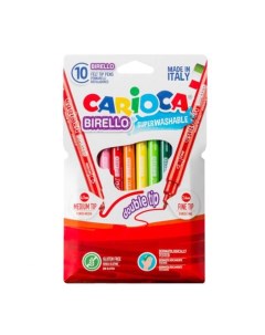 Набор фломастеров 10 цветов Birello линия 2 6мм и 4 7мм 10шт 24 уп Carioca